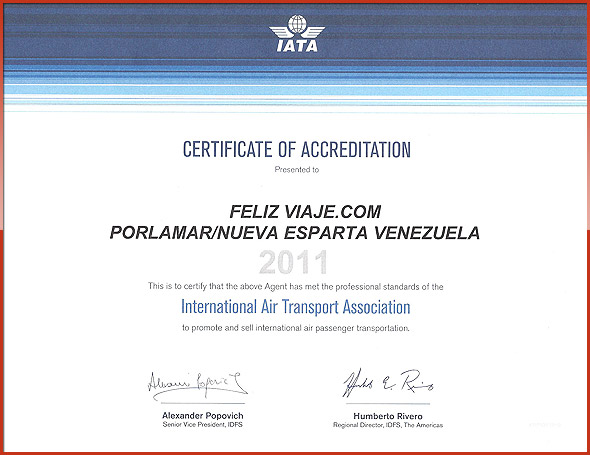 Certificado IATA - FelizViaje.com